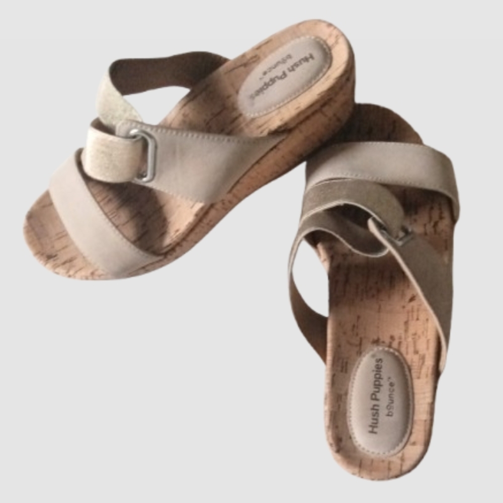 Hush Puppies Women's Tan Wedge Sandals - Picture 1 of 7